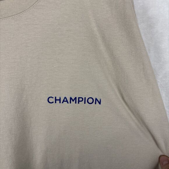 Champion Comfort Wash T-shirt Rewriting The Playbook Size 4XB Beige Blue NWT - Picture 2 of 7